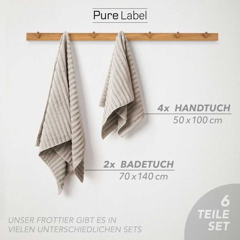 Handtuch Sets "Waves" - Taupe - 4x50x100 + 2x70x140 cm