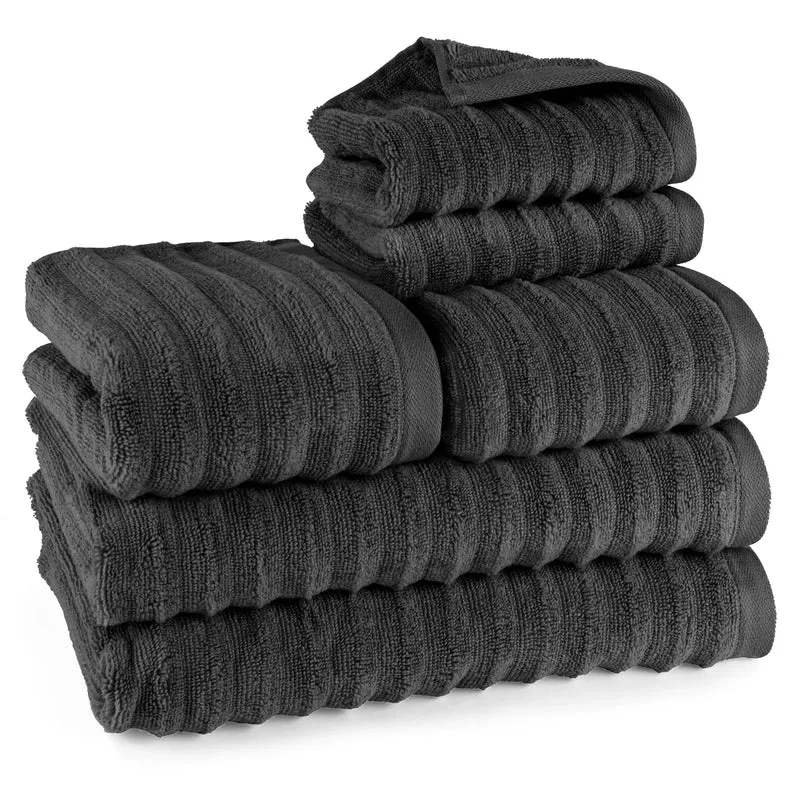 Handtuch Sets "Waves" - Schwarz - 2x30x50 + 2x50x100 + 2x70x140 cm