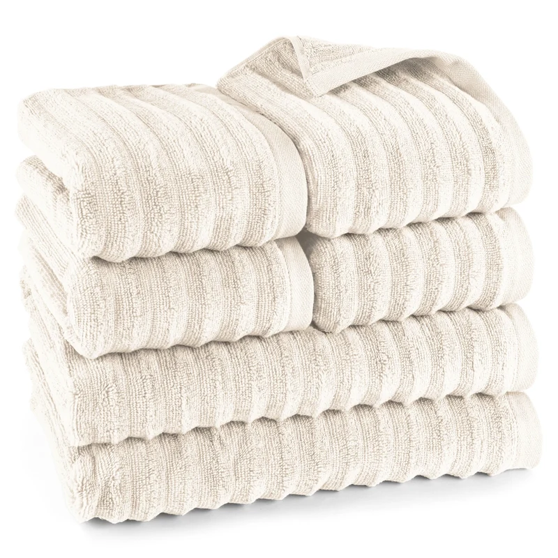Handtuch Sets "Waves" - Creme - 4x50x100 + 2x70x140 cm