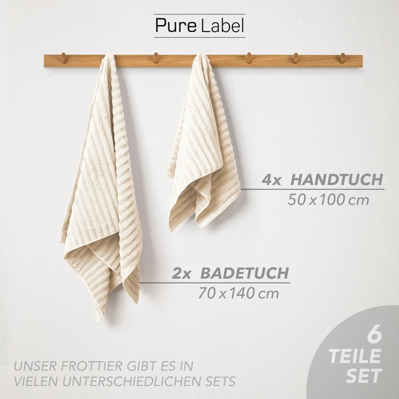 Handtuch Sets "Waves" - Creme - 4x50x100 + 2x70x140 cm