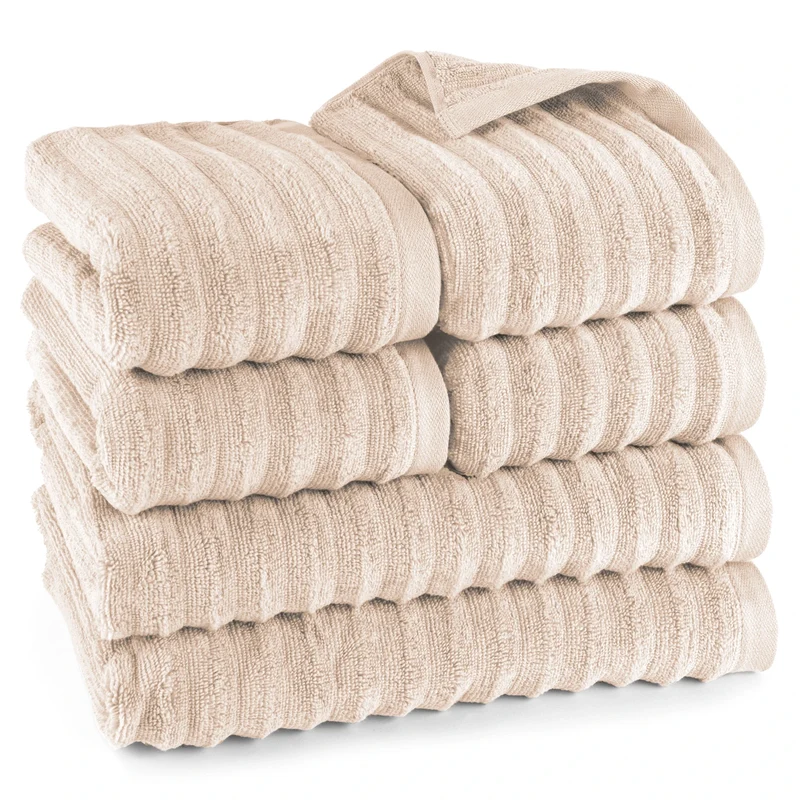 Handtuch Sets "Waves" - Beige - 4x50x100 + 2x70x140 cm