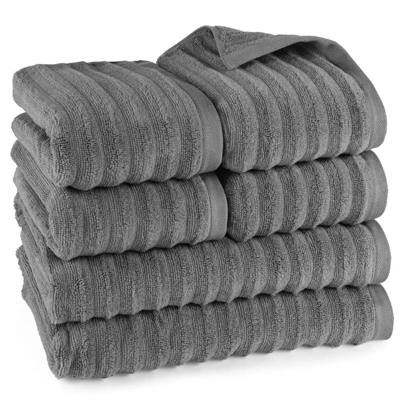 Handtuch Sets "Waves" - Anthrazit - 4x50x100 + 2x70x140 cm