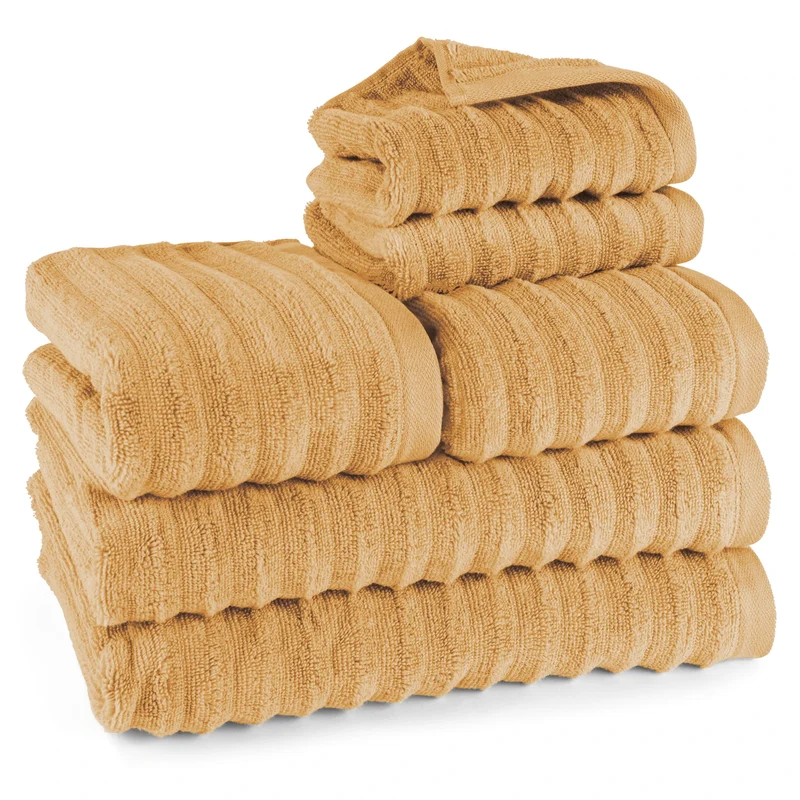 Handtuch Sets "Waves" - Safran - 2x30x50 + 2x50x100 + 2x70x140 cm