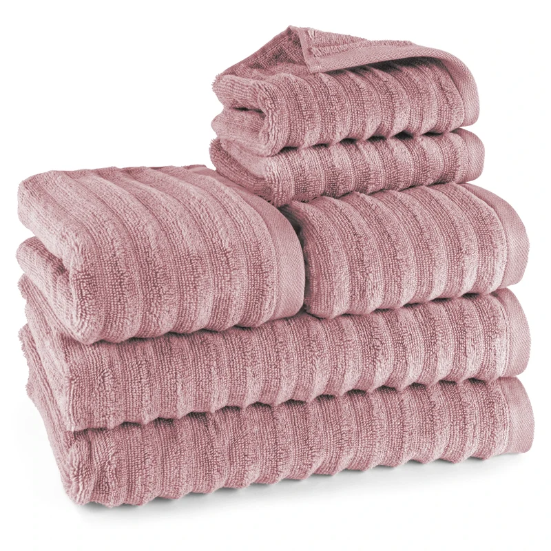 Handtuch Sets "Waves" - Mauve - 2x30x50 + 2x50x100 + 2x70x140 cm