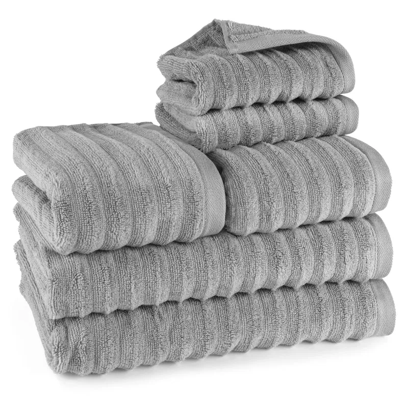 Handtuch Sets "Waves" - Dunkelgrau - 2x30x50 + 2x50x100 + 2x70x140 cm