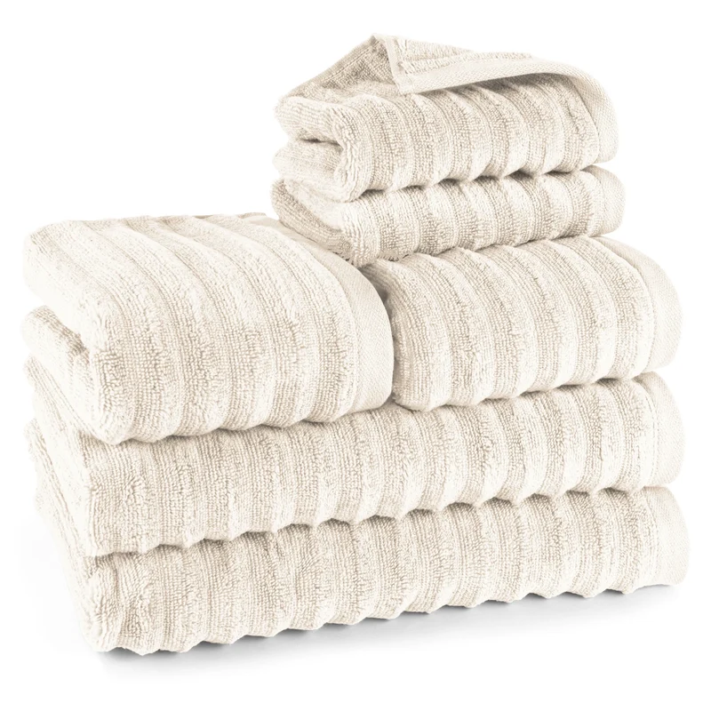 Handtuch Sets "Waves" - Creme - 2x30x50 + 2x50x100 + 2x70x140 cm