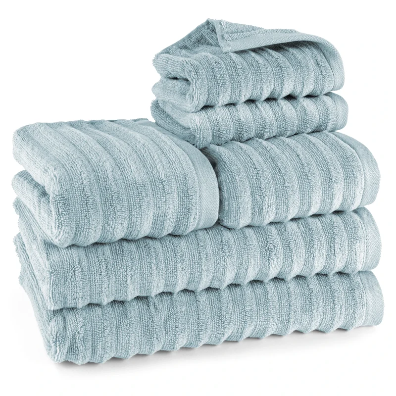 Handtuch Sets "Waves" - Blaugrau - 2x30x50 + 2x50x100 + 2x70x140 cm