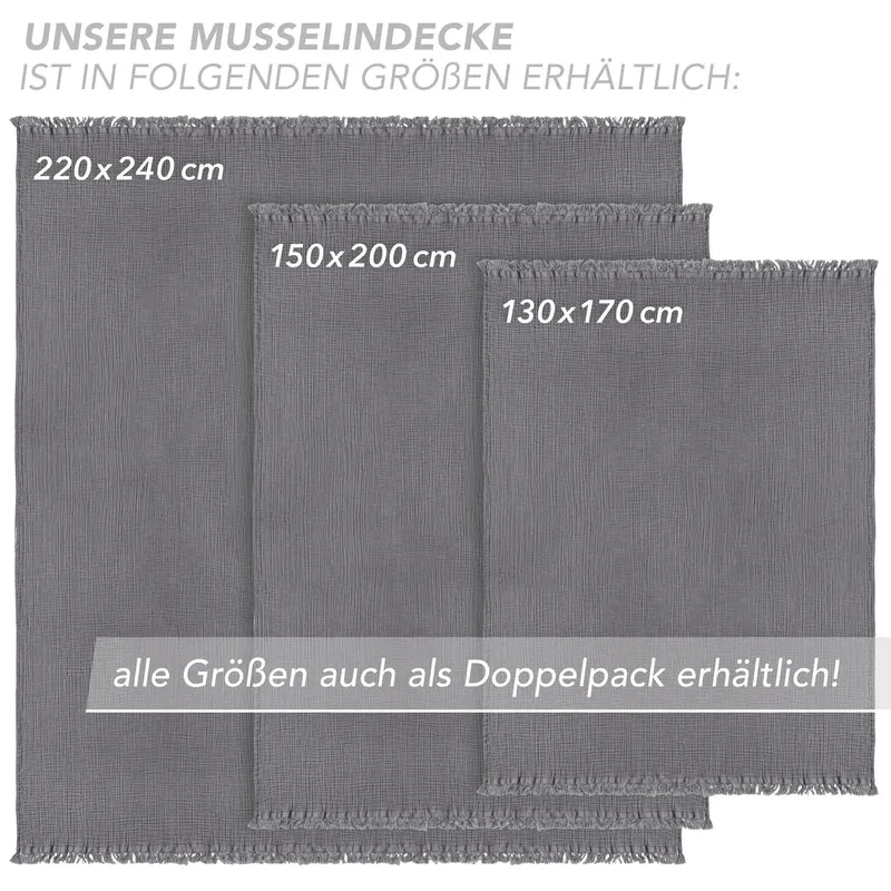Musselin Decke - Anthrazit - 220x240cm