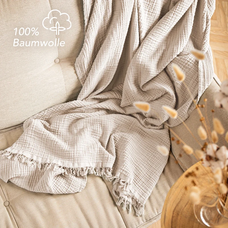 Musselin Decke - Beige - 2x220x240cm