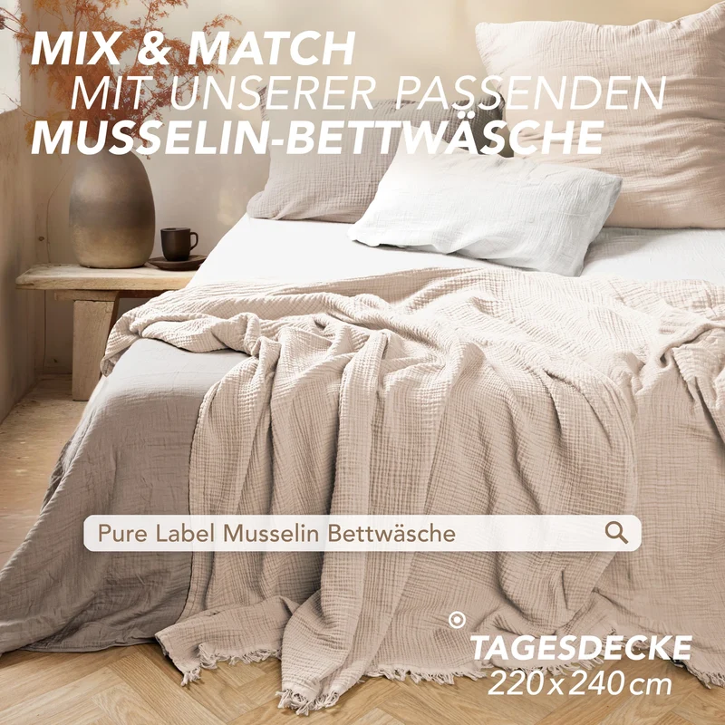 Musselin Decke - Beige - 2x220x240cm