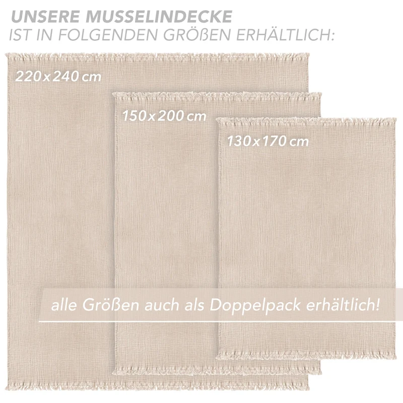 Musselin Decke - Beige - 2x220x240cm
