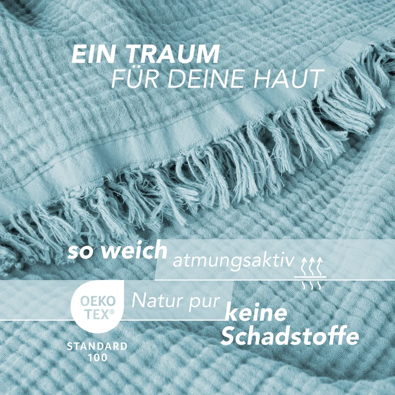 Musselin Decke - Hellblau - 2x150x200cm