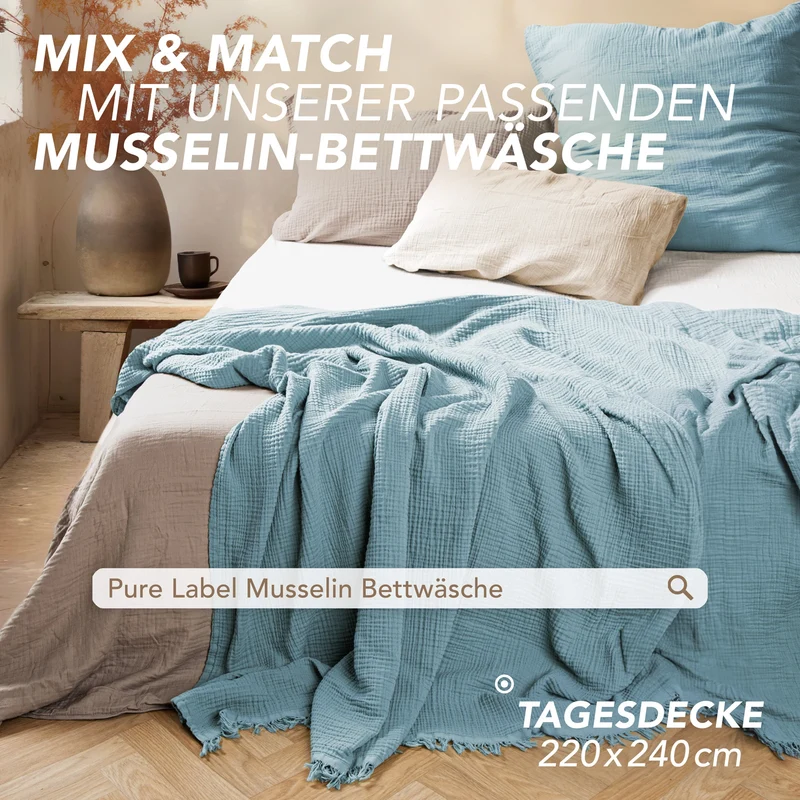 Musselin Decke - Hellblau - 2x150x200cm