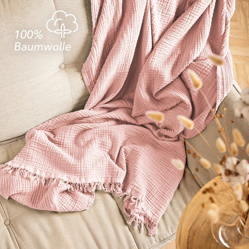 Musselin Decke - Rosa - 2x150x200cm