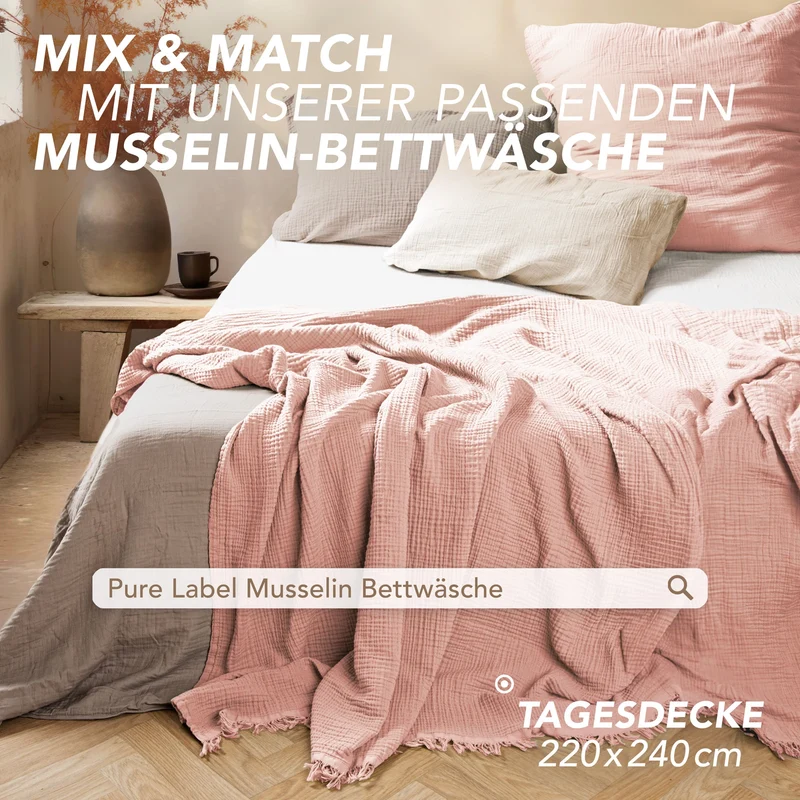 Musselin Decke - Rosa - 2x150x200cm