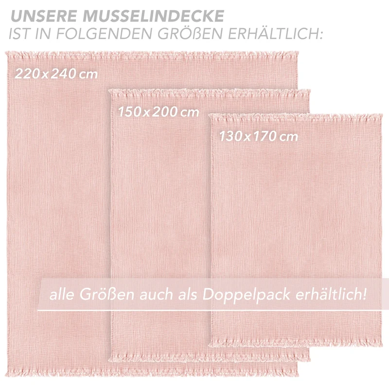 Musselin Decke - Rosa - 2x150x200cm