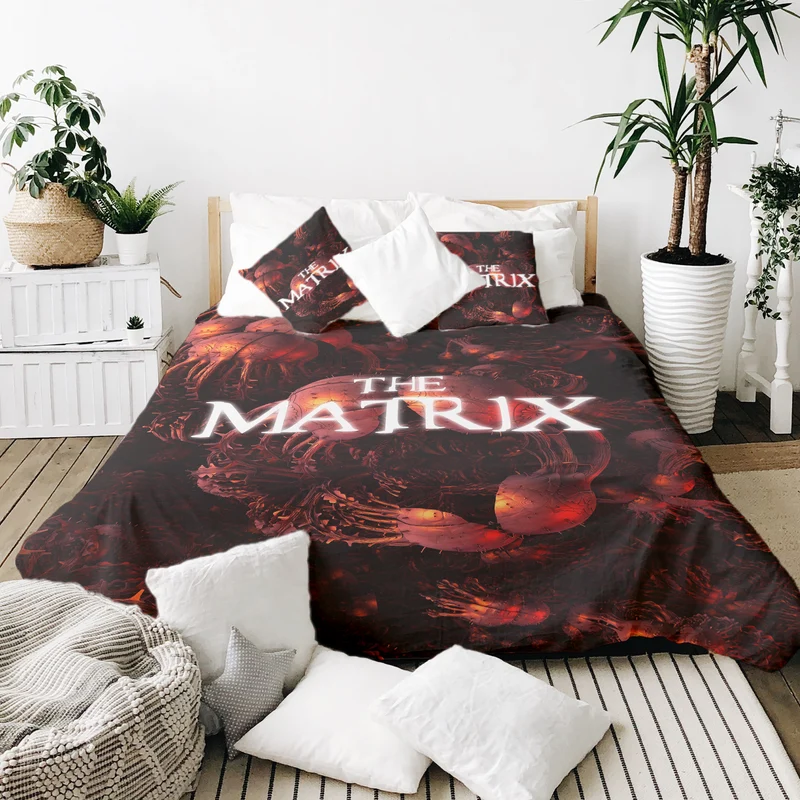 Therapiedecken Bettwäschen Set Rot The Matrix Schriftzug