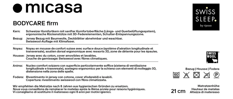 SwissSleep by riposa BODYCARE firm Matratze