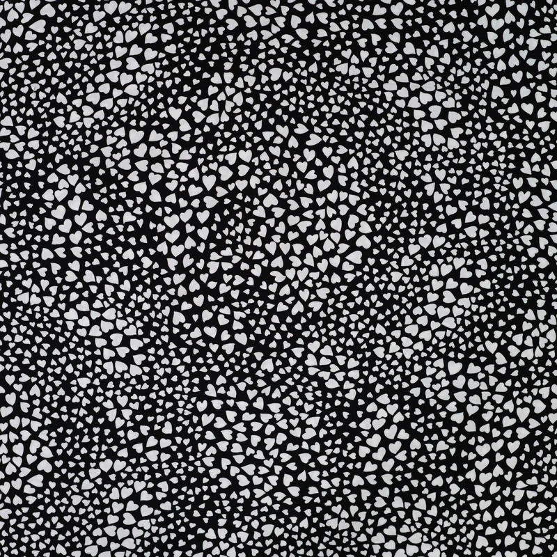 Viskose bedruckt kleine Herzen schwarz *Ab 50 cm