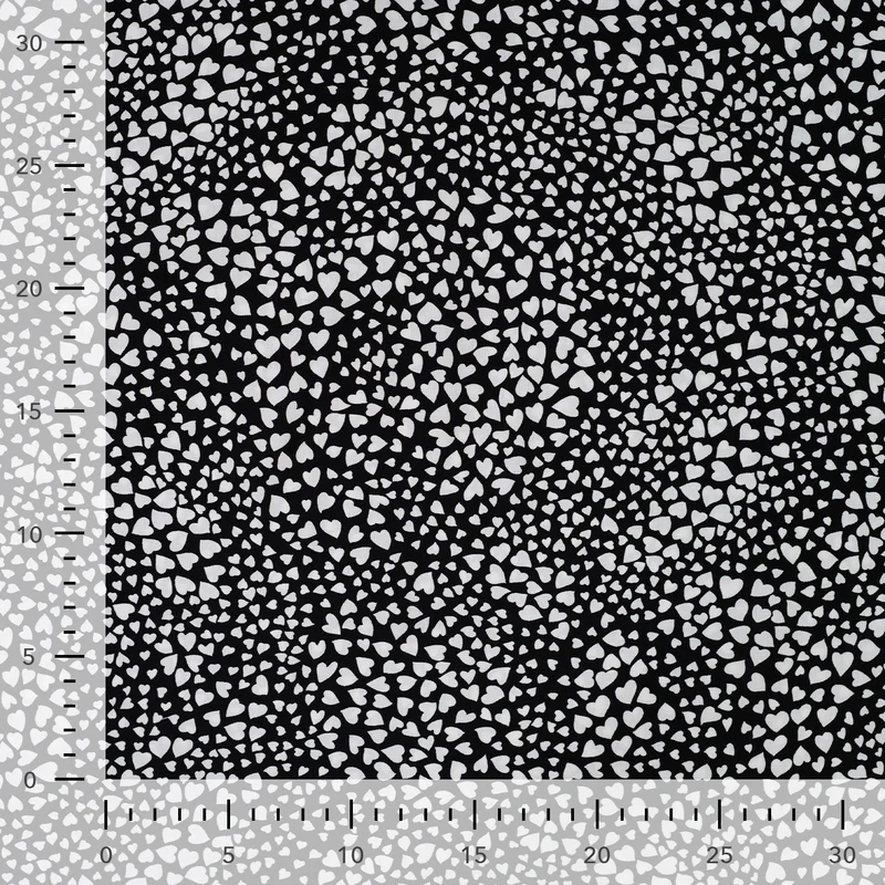 Viskose bedruckt kleine Herzen schwarz *Ab 50 cm