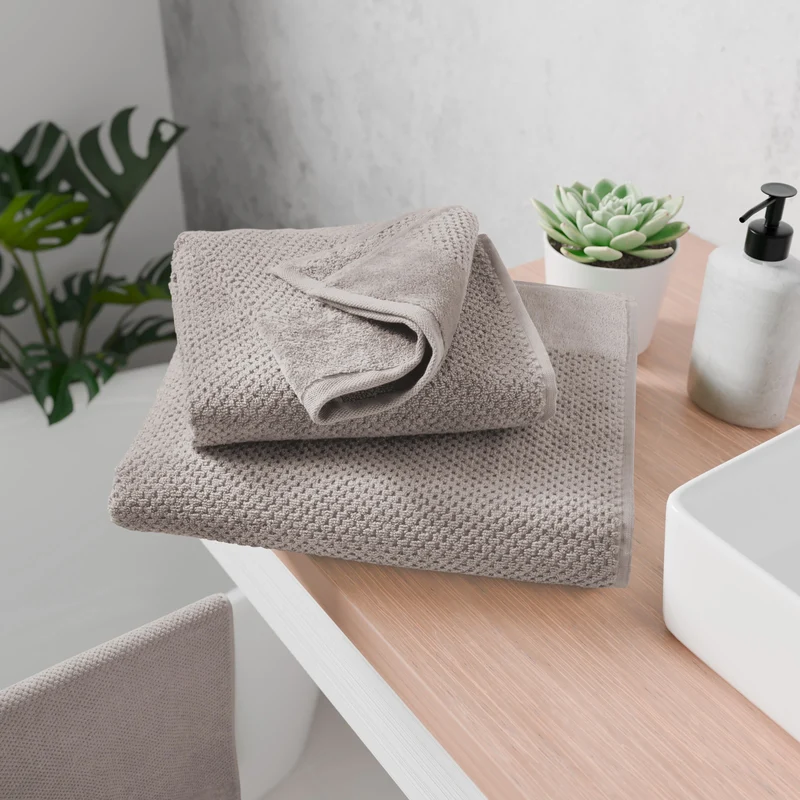 Handtücher "Popcorn" - Taupe - 6x 50x100cm