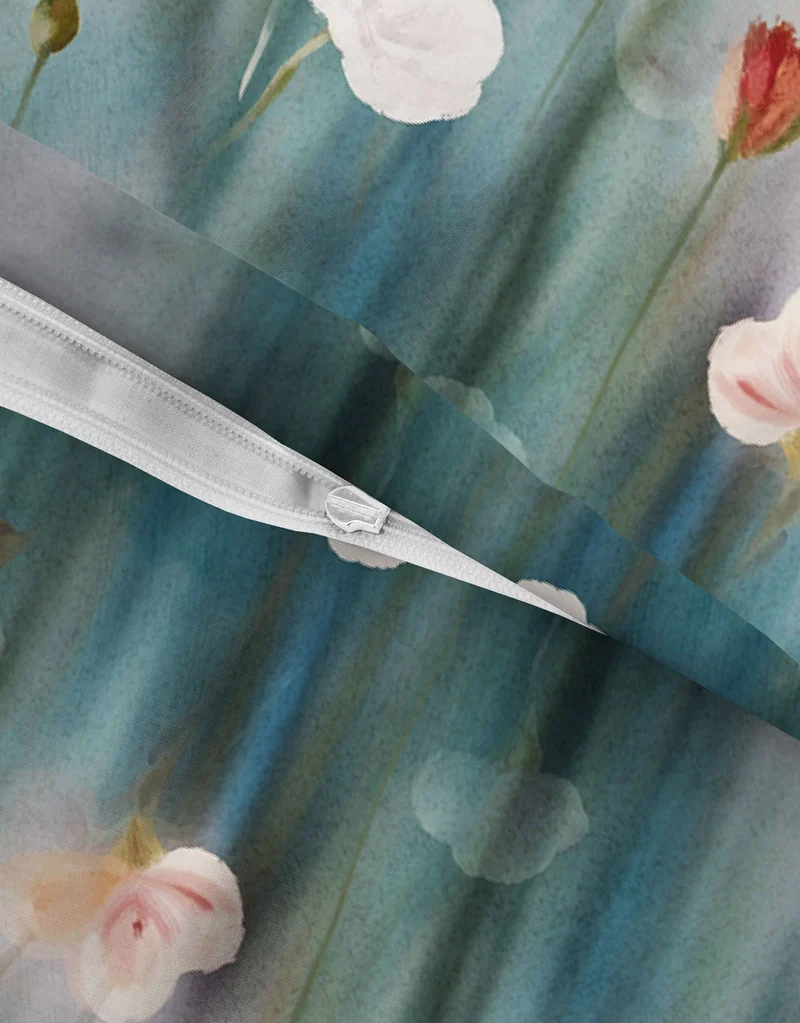 biberna Feinbiber Bettwäsche Mohnblüten – Salbei & Natur (0007257)