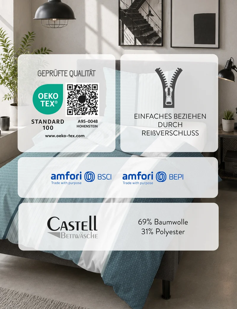 Castell Polycotton Biber Streifen – Petrol (0350386)