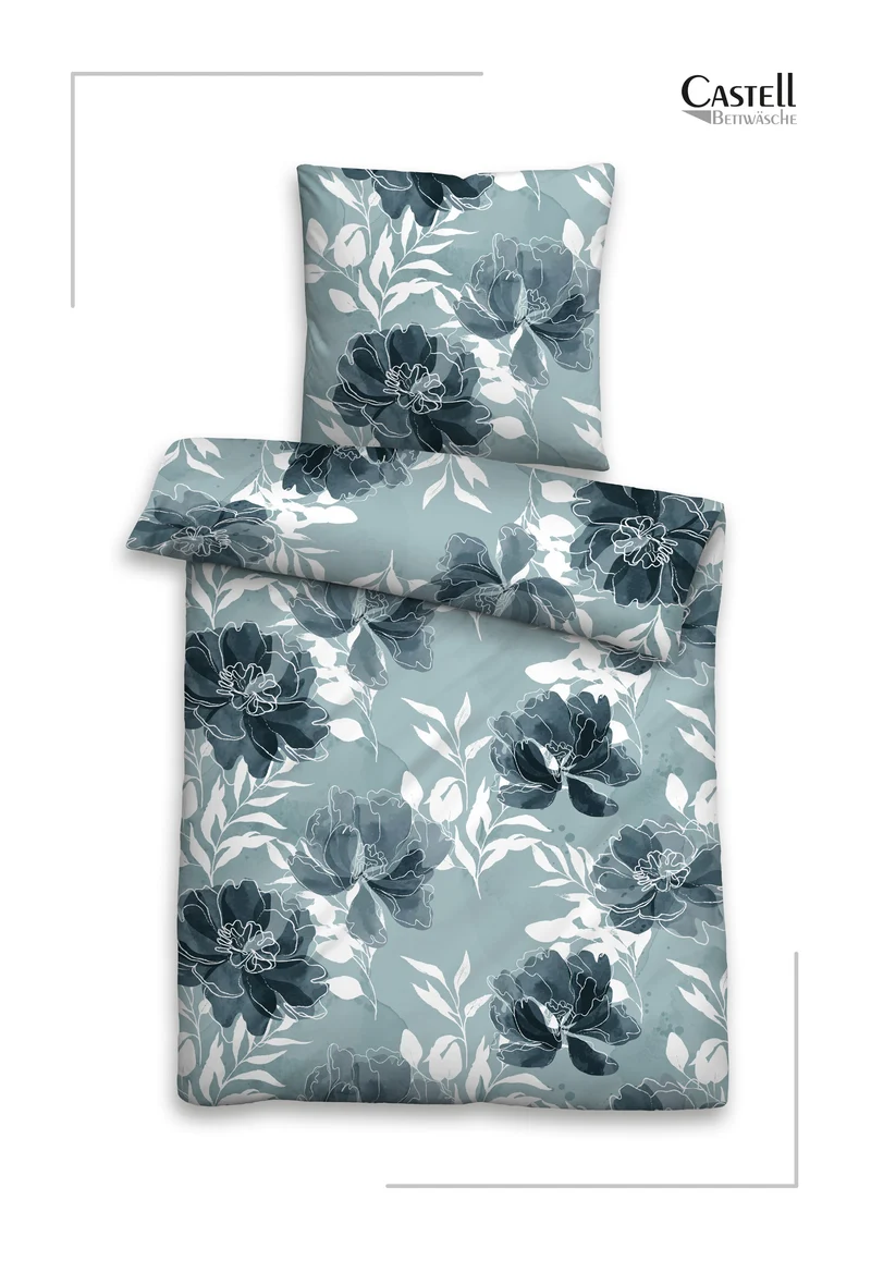 Castell Polycotton Biber Blüten – Petrol (0350385)