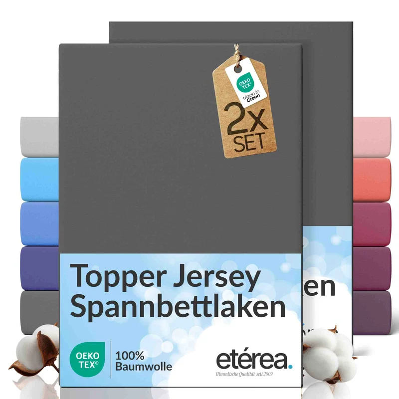 etérea 2 Stück Comfort Jersey Topper Spannbettlaken