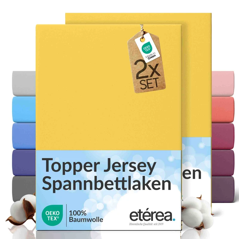 etérea 2 Stück Comfort Jersey Topper Spannbettlaken
