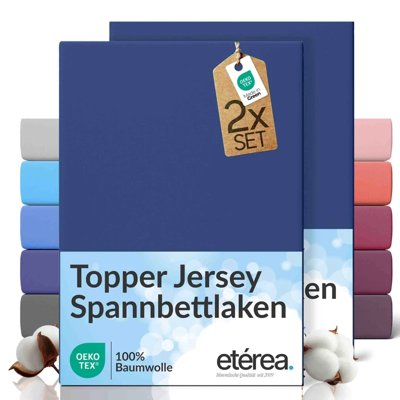 etérea 2 Stück Comfort Jersey Topper Spannbettlaken