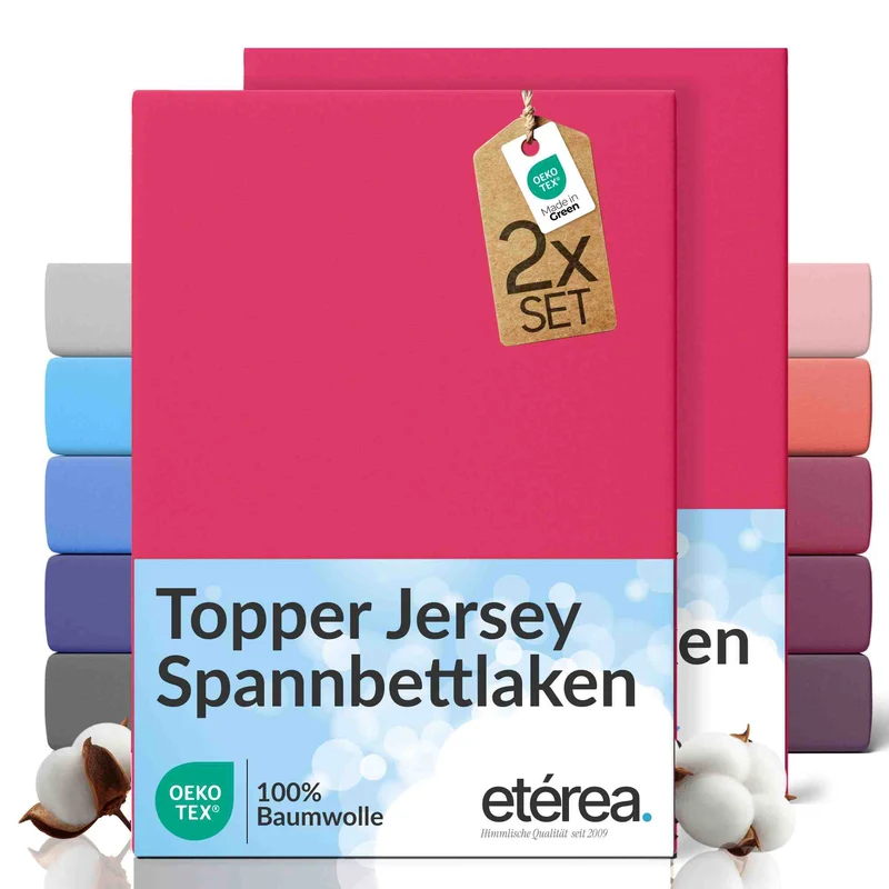 etérea 2 Stück Comfort Jersey Topper Spannbettlaken