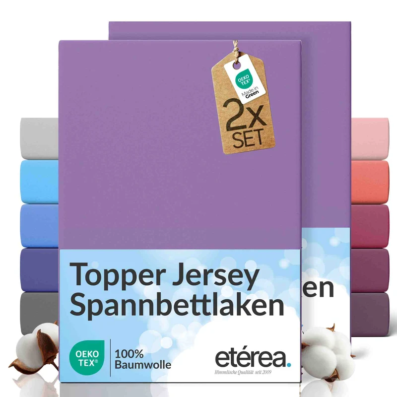 etérea 2 Stück Comfort Jersey Topper Spannbettlaken