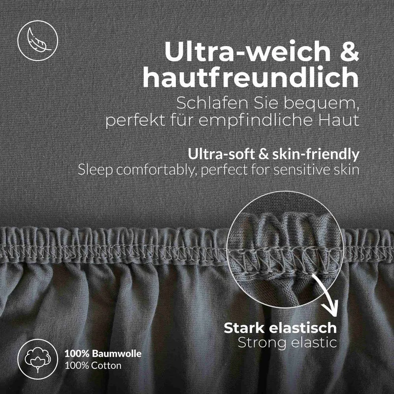 etérea 2 Stück Comfort Jersey Topper Spannbettlaken