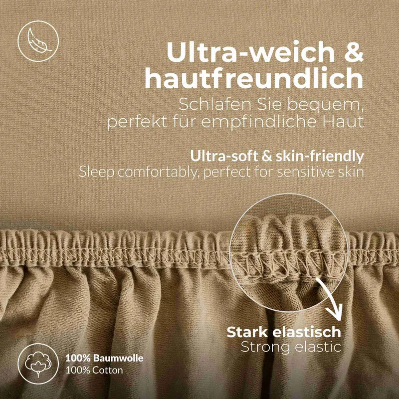 etérea 2 Stück Comfort Jersey Topper Spannbettlaken