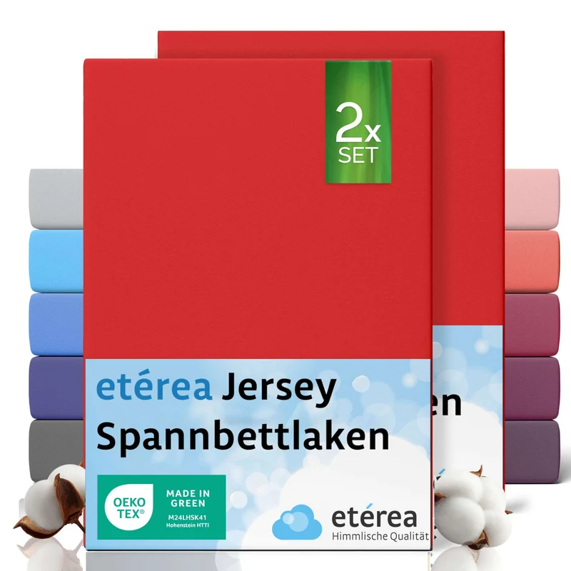 etérea 2 Stück Comfort Jersey Spannbettlaken