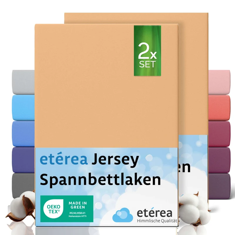 etérea 2 Stück Comfort Jersey Spannbettlaken