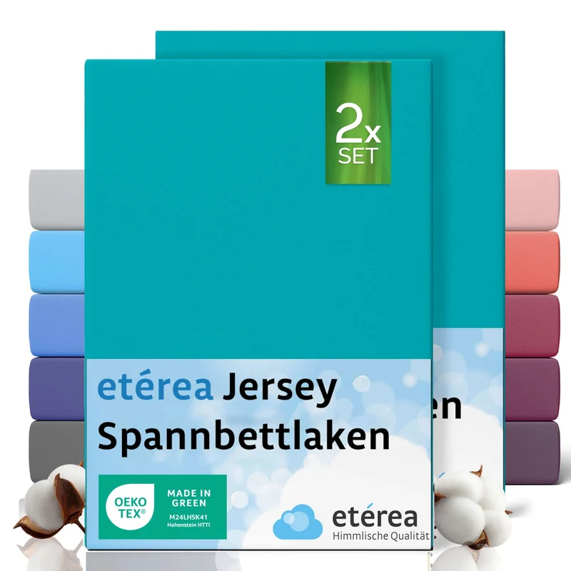etérea 2 Stück Comfort Jersey Spannbettlaken