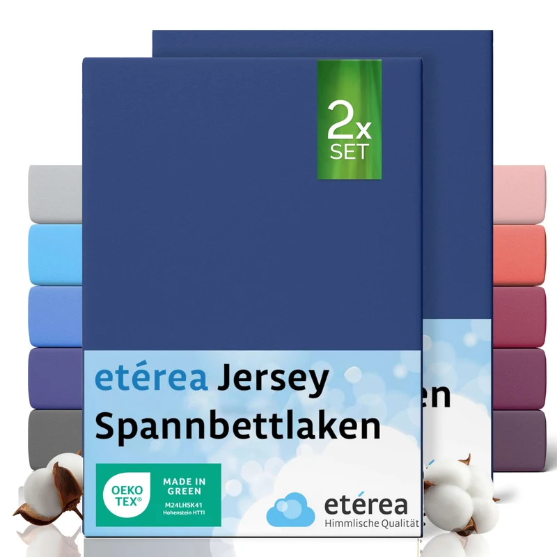 etérea 2 Stück Comfort Jersey Spannbettlaken