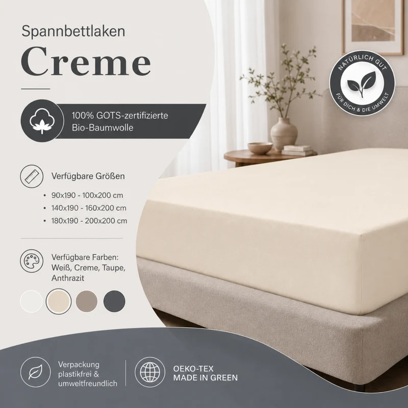 Jersey-Spannbettlaken Bio-GOTS "pure hug" - Bio Baumwolle - versch. Größen und Farben