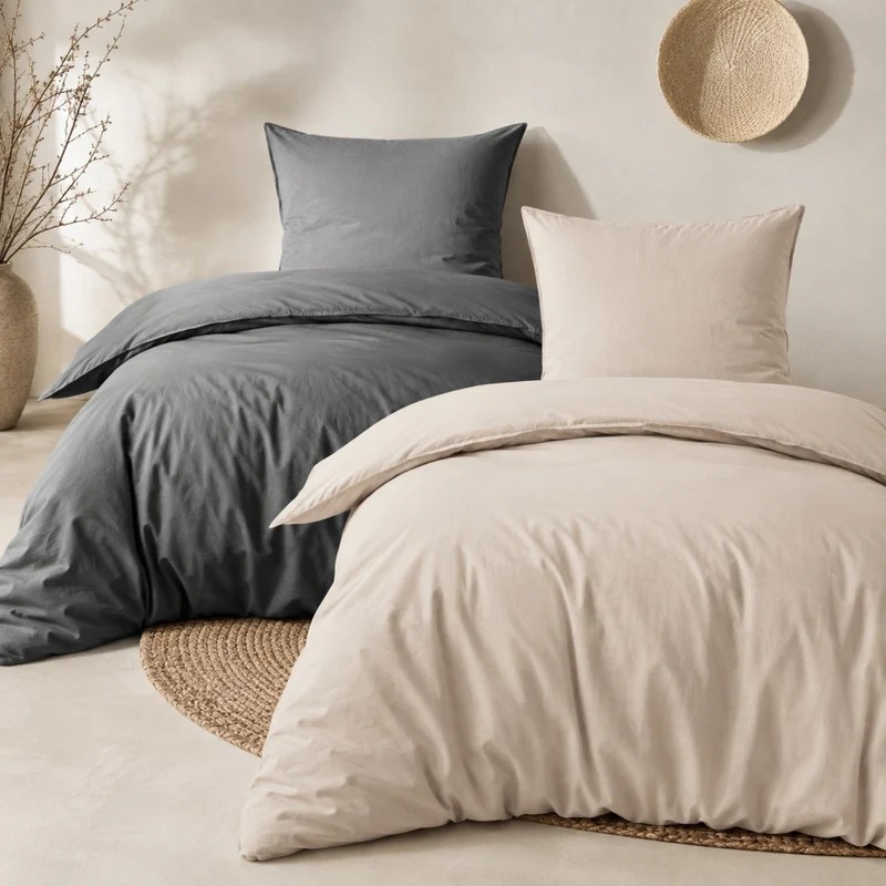 pure hug Renforcé-Bettwäsche Washed Cotton 100 % Baumwolle – 135x200 + 80x80 cm