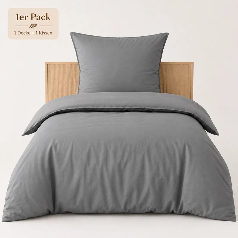 pure hug Renforcé-Bettwäsche Washed Cotton 100 % Baumwolle – 135x200 + 80x80 cm