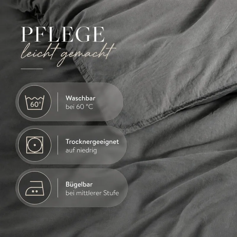 pure hug Renforcé-Bettwäsche Washed Cotton 100 % Baumwolle – 135x200 + 80x80 cm