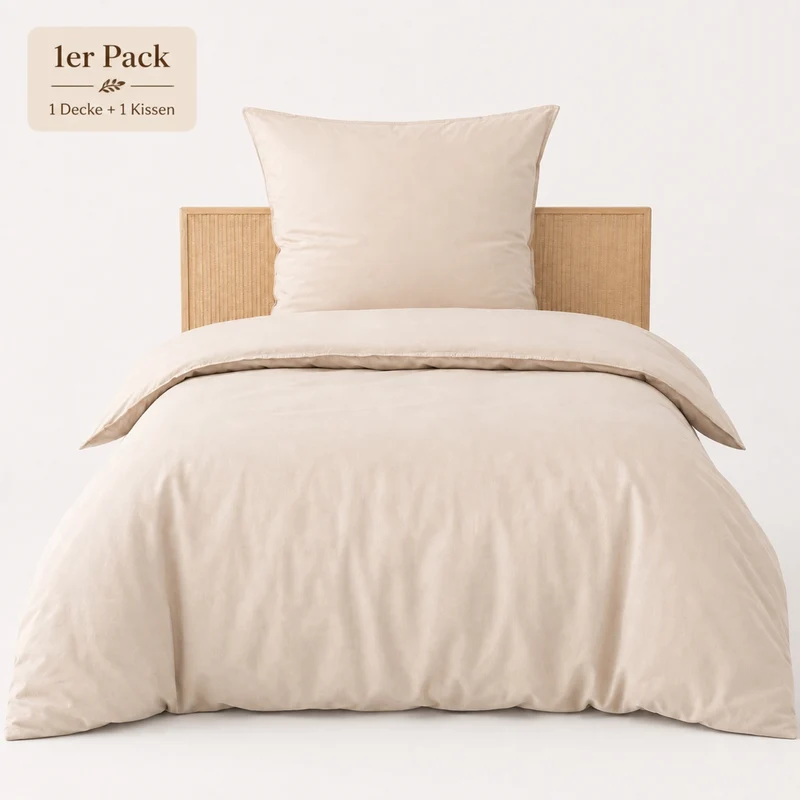 pure hug Renforcé-Bettwäsche Washed Cotton 100 % Baumwolle – 135x200 + 80x80 cm