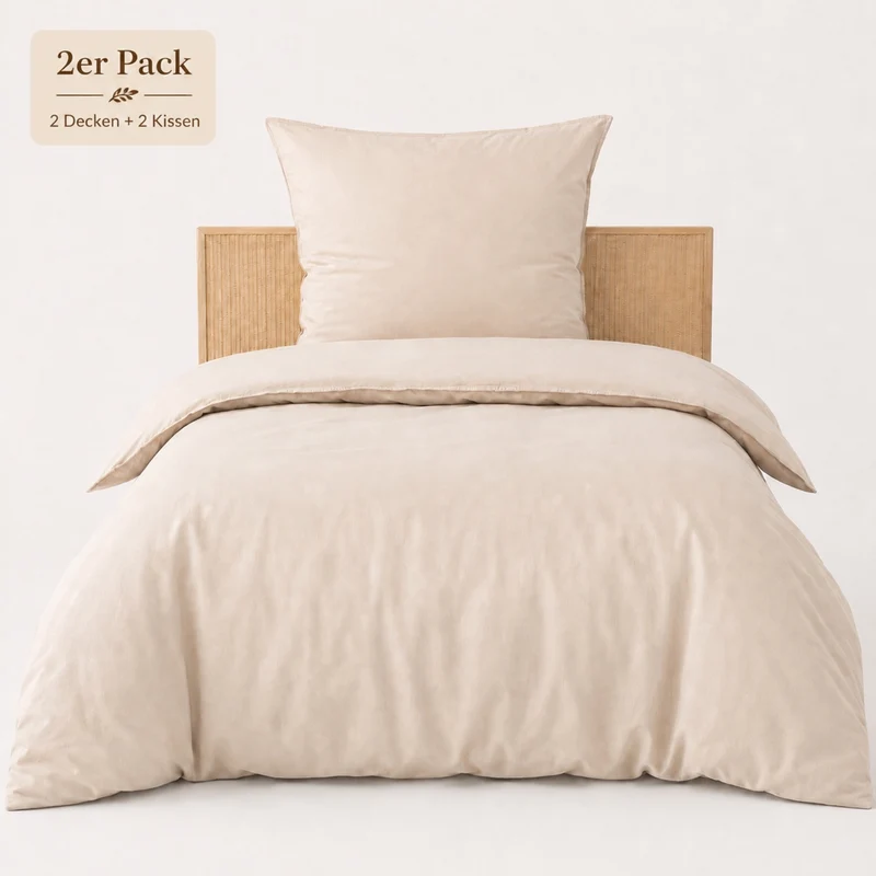 pure hug Renforcé-Bettwäsche Washed Cotton 100 % Baumwolle – 135x200 + 80x80 cm