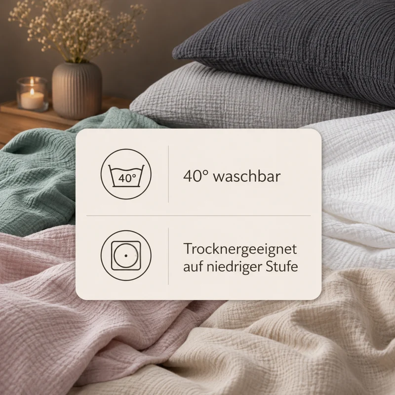 Bettwäsche Musselin "pure hug", 100% Baumwolle, 135x200+80x80/155x220+80x80, versch. Farben