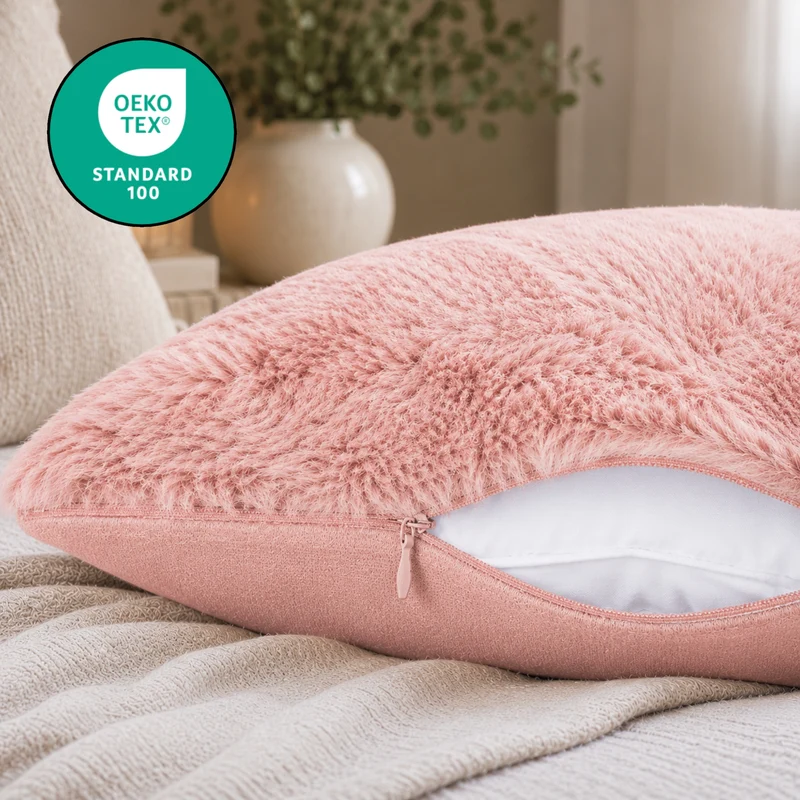 MOON - Sable - mit Hasenfelloptik - Kissenhülle/Füllkissen/Decke - super soft