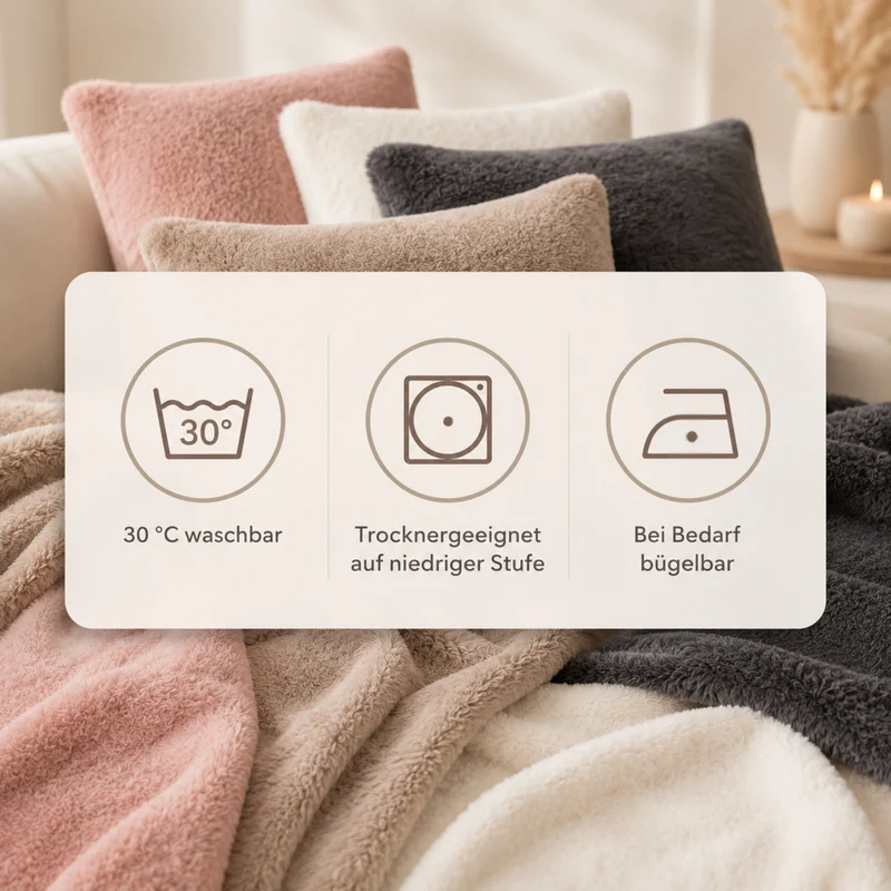MOON - Sable - mit Hasenfelloptik - Kissenhülle/Füllkissen/Decke - super soft