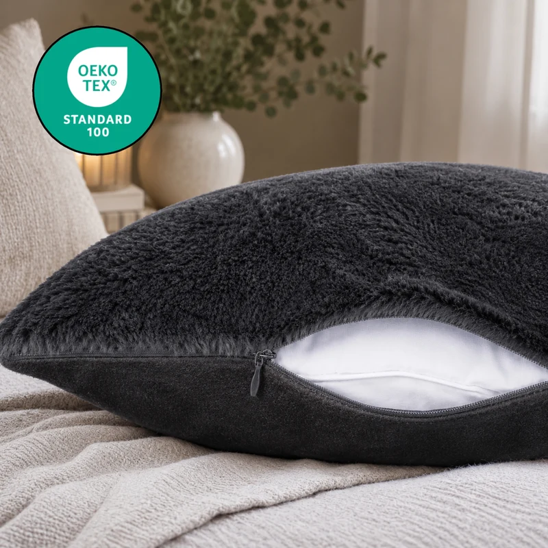 MOON - Sable - mit Hasenfelloptik - Kissenhülle/Füllkissen/Decke - super soft