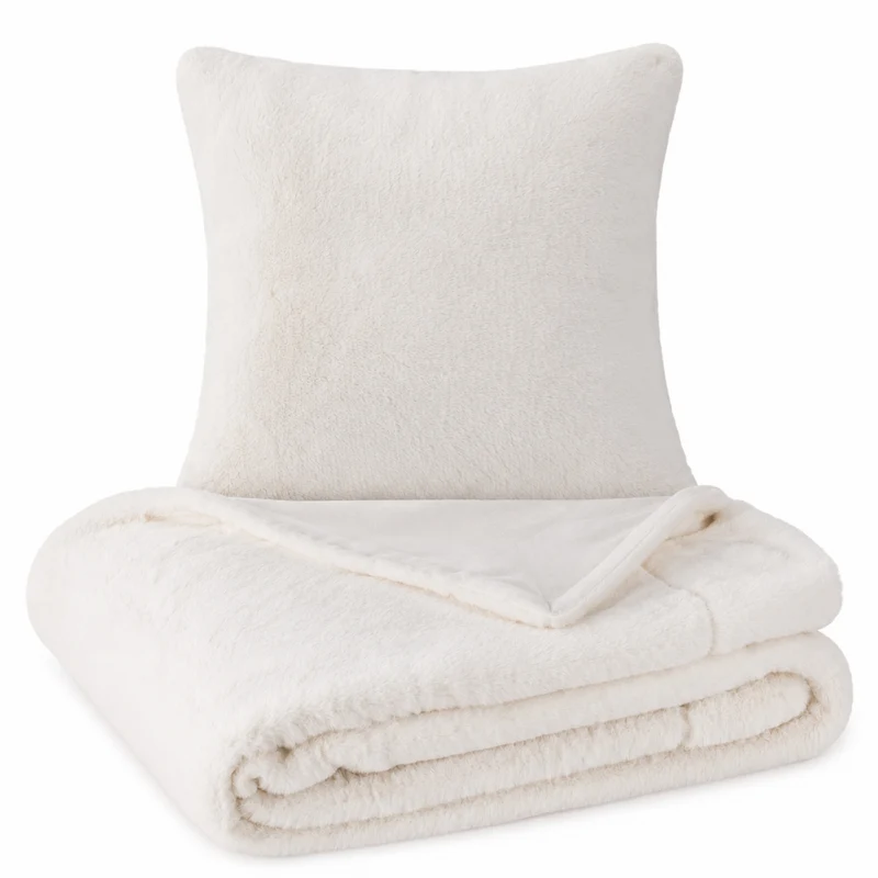 MOON - Sable - mit Hasenfelloptik - Kissenhülle/Füllkissen/Decke - super soft